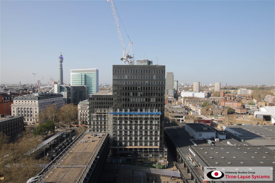 Euston Station tower blocks in April 2019
