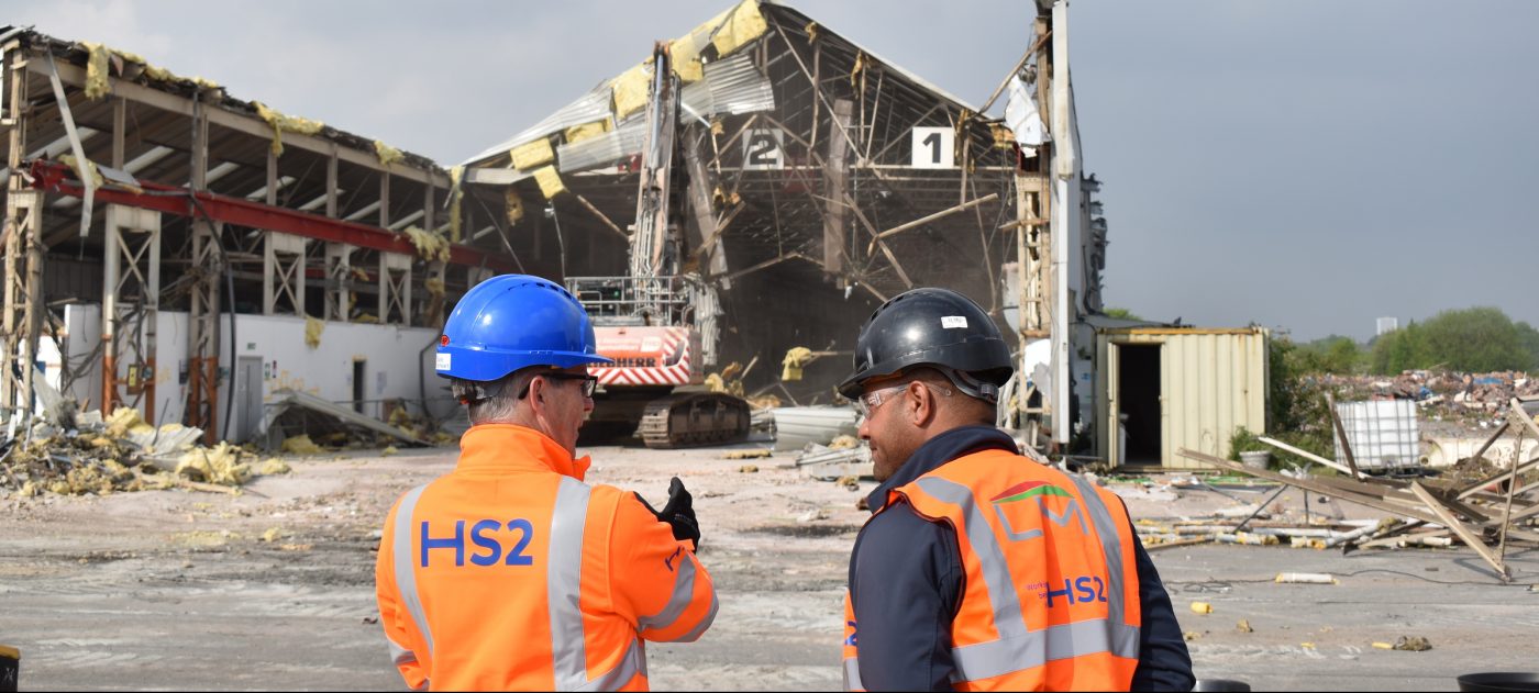 Workers on site wearing PPE.