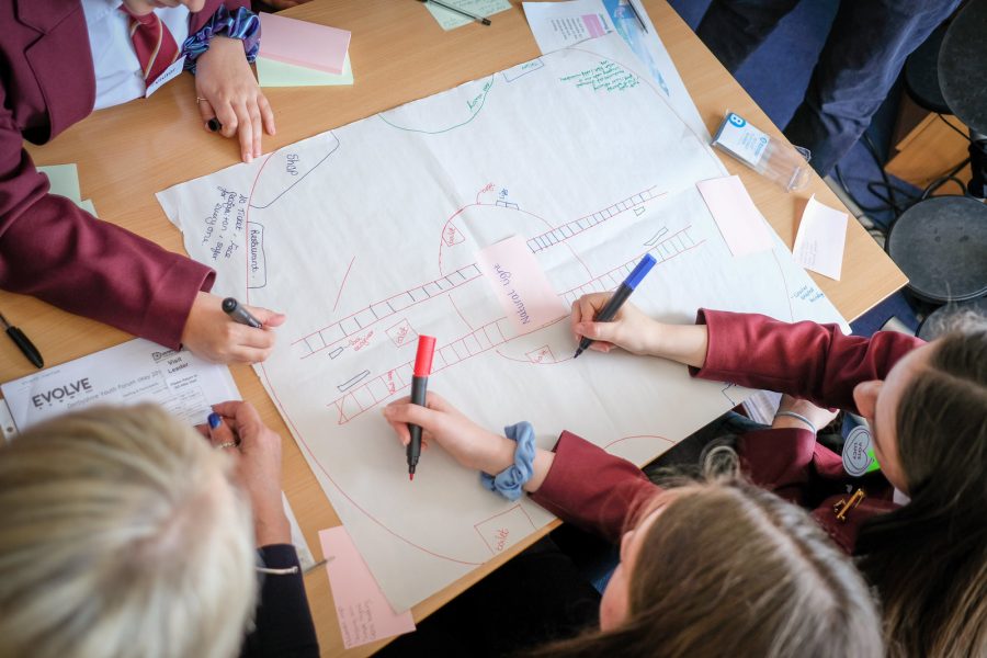 Students planning a railway.